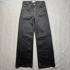 Banana Republic Wide Leg Jeans Women 26 Black HR Icon Wide L Rinse Wash Denim